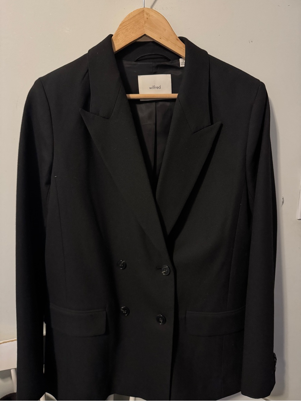 Wilfred Black Double-Breasted Tailored Blazer